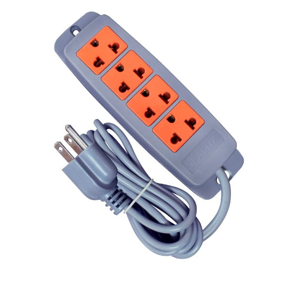 Extensión vulcanizado Opalux 5m, 4 tomas, enchufe trifásico, gris