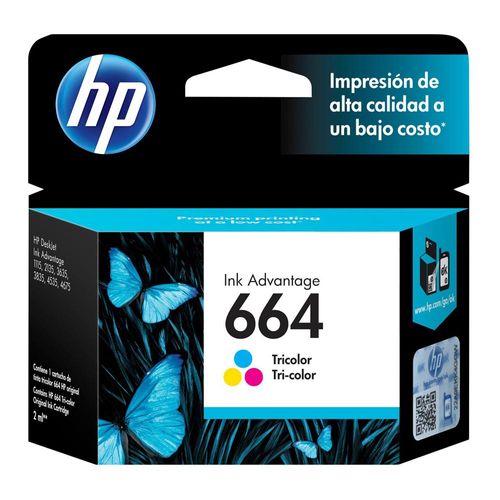 Cartucho de tinta HP 664 Advantage tricolor rinde 100 páginas