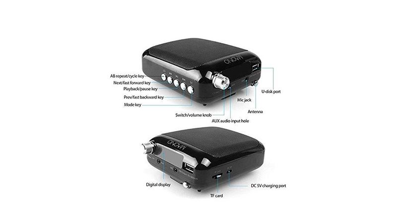 Amplificador de voz con micrófono de auriculares inalámbricos, 18 W, 4400  mAh, sistema mini Pa recargable, Bluetooth 4.2, altavoz portátil IPX5