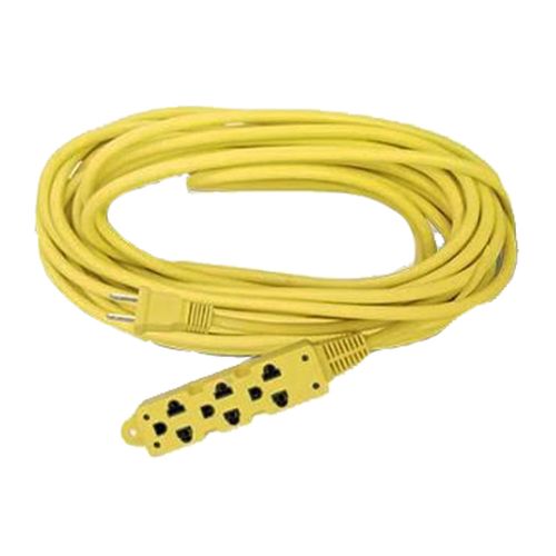 Extensión de cable Teraware 5m, 3 tomas, enchufe plano, amarillo