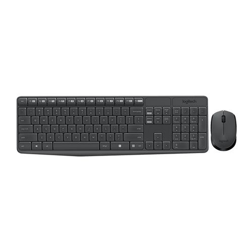 Kit teclado y mouse inalámbrico Logitech MK235, membrana, receptor usb, usa pilas, negro