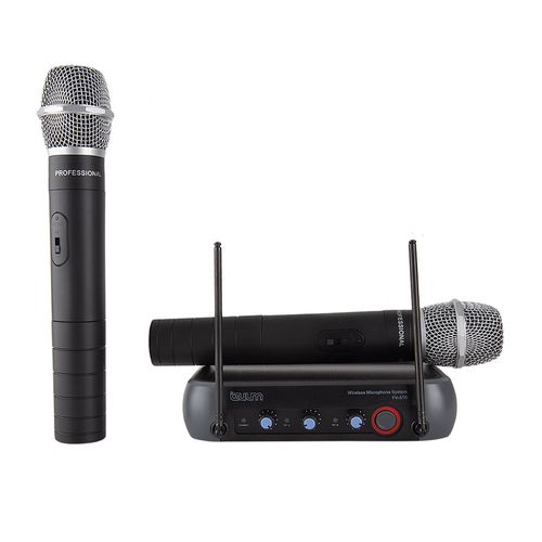 Micrófonos de mano Dual Inalámbrico Izuum, VHF, cobertura 50m, soporte de 1.5VX2, especial Karaoke, negro