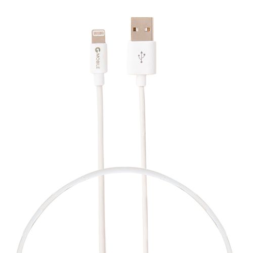 Cable lightning a usb G Mobile, 2m, certificado Apple MFi, blanco
