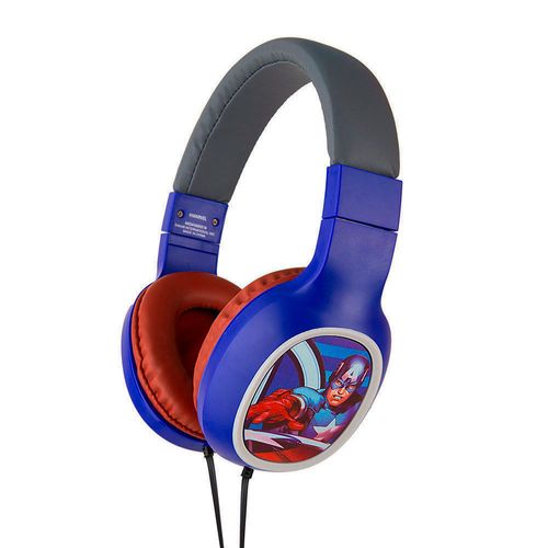 Audífono on ear sin micrófono Avengers almohadillas acolchadas, conector 3.5 mm, azul