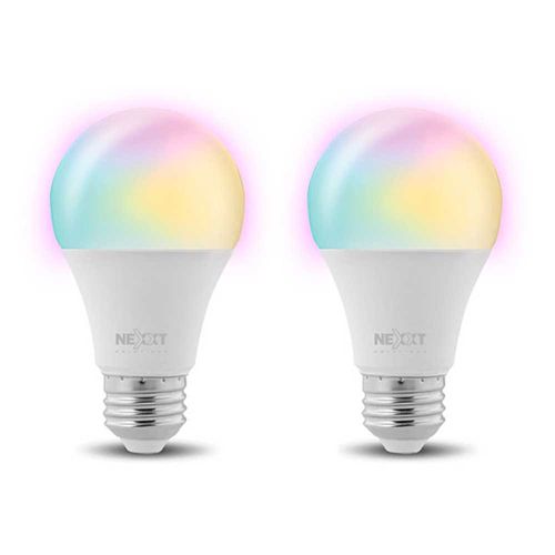 Pack x 2: Focos led inteligente Nexxt NHB-C1203 luces multicolor, wifi, 9w, tipo de bombilla A19