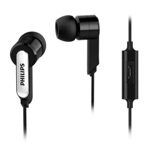 Audífono in ear con micrófono Philips SHE1405 almohadillas de silicona, conector 3.5 mm, control de llamadas, negro
