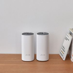 Sistema Wifi Mesh TP-Link Deco E4-2 Ac1200 pack x 2, doble banda, router y acces point, 2 puertos LAN, 2 antenas internas