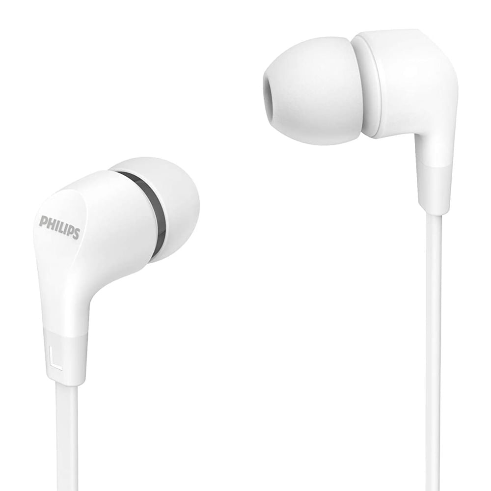 Audífonos in ear con micrófono Philips TAE1105 almohadillas intercambiables, conector 3.5 mm, control de música y llamadas, blanco