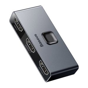 Switcher HDMI Baseus Matrix 2 en 1 bidireccional, 3 puertos HDMI: 1 input y 2 output, 4K/HD, gris