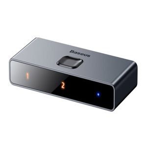 Switcher HDMI Baseus Matrix 2 en 1 bidireccional, 3 puertos HDMI: 1 input y 2 output, 4K/HD, gris