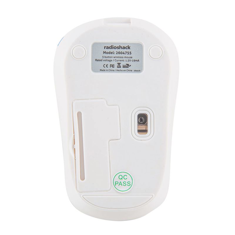 Mouse inalámbrico Radioshack 1000 dpi Blanco Dorsal