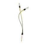 Cable splitter 3.5 mm RadioShack para audífonos amarillo, ángulo frontal