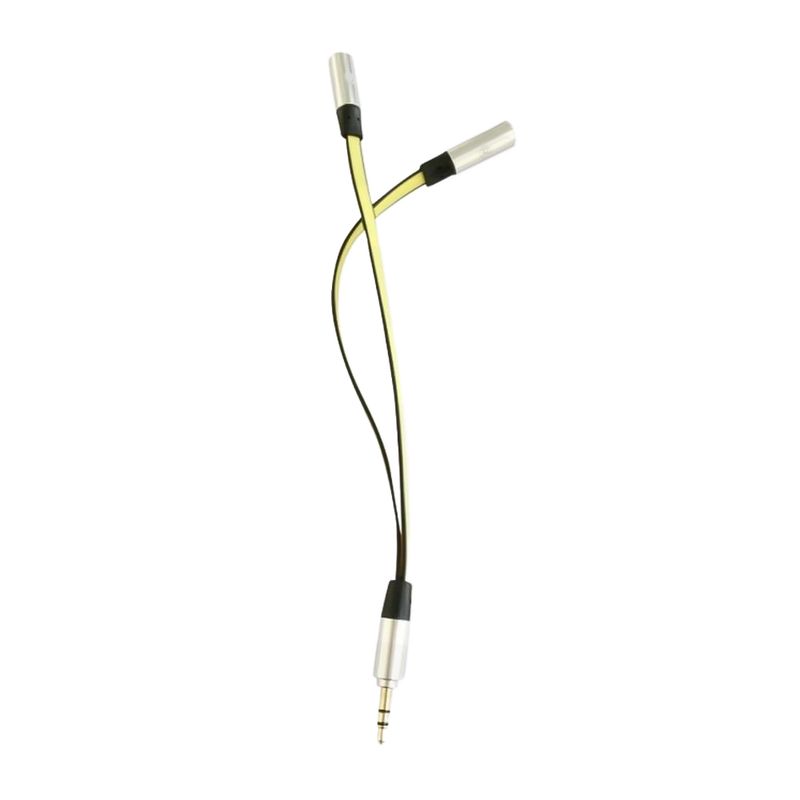 Cable splitter 3.5 mm RadioShack para audífonos amarillo, ángulo frontal