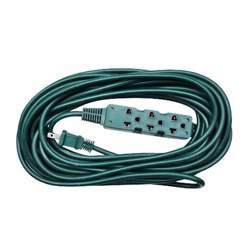 Extensión de cable Teraware 5m, 3 tomas, enchufe plano, verde