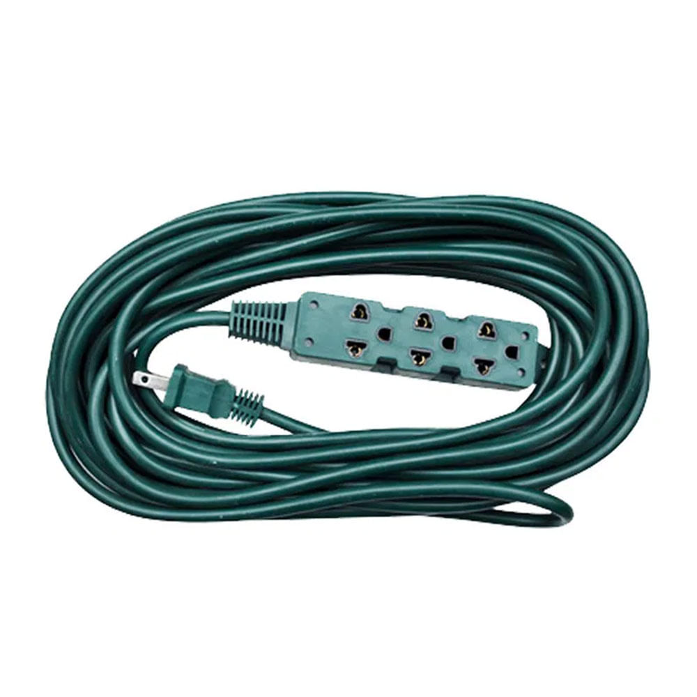 Extensión de cable Teraware 5m, 3 tomas, enchufe plano, verde - Coolbox