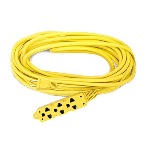 Extensión de cable Teraware 10m, 3 tomas, enchufe plano, amarillo