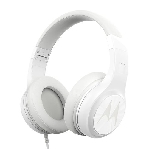 Audífonos on ear con micrófono Motorola Pulse 120 almohadillas acolchadas, conector 3.5 mm, control de llamadas, comandos de voz, blanco