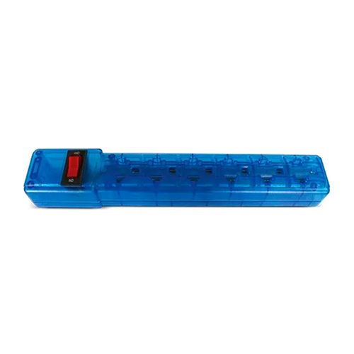 Supresor de pico con switch Teraware, 6 tomas universales, Ac 220V, 10A, 90 cm, azul