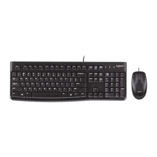 Kit alámbrico Logitech MK120 teclado y mouse, membrana, conexión usb, negro