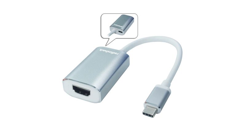 Adaptador Radioshack tipo C macho a HDMI hembra 20 cm plateado