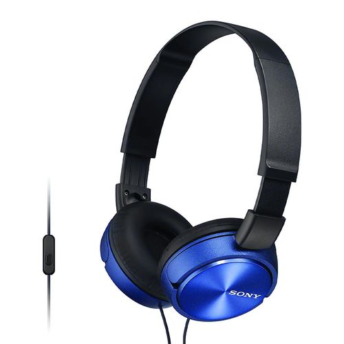 Audífonos on ear con micrófono Sony MDRZX310AP almohadillas acolchadas, conector 3.5 mm, control de llamadas, azul
