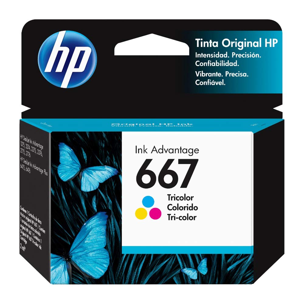 El cartucho de tinta tricolor HP 667 produce 100 páginas