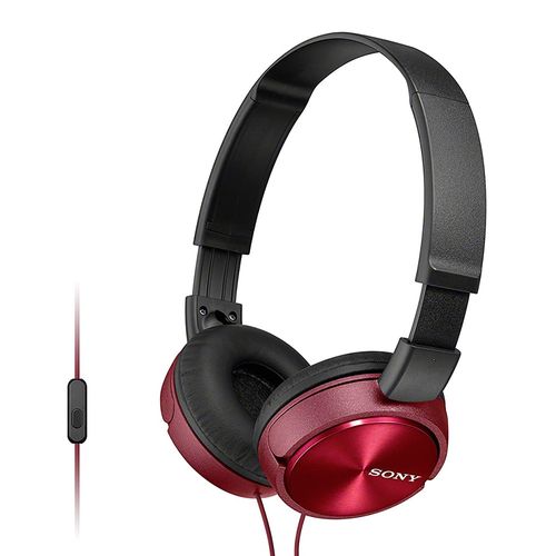 Audífono on ear con micrófono Sony MDRZX310AP almohadillas acolchadas, conector 3.5 mm, control de llamadas, rojo
