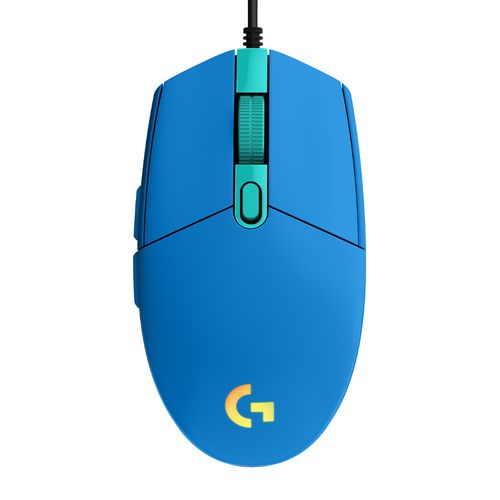 Mouse gamer alámbrico Logitech G G203 Lightsync, conexión usb, 8000 dpi, 6 botones, luces RGB, azul