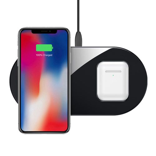 Cargador inalámbrico Baseus 2 en 1, 18W, interfaz tipo C, para android y apple, negro