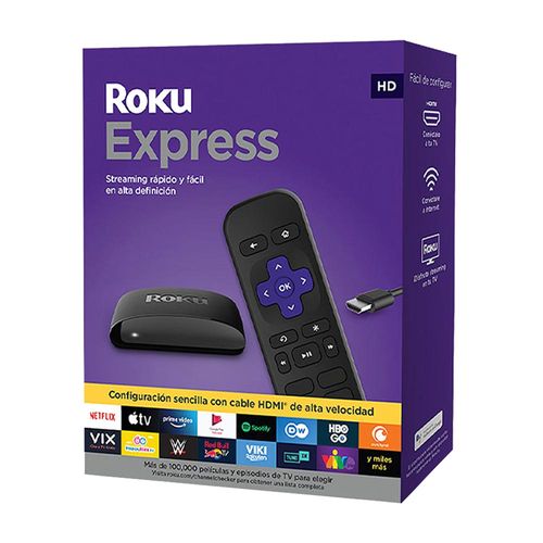 Convertidor a smart TV Roku Express HD + control remoto + cable hdmi alta velocidad