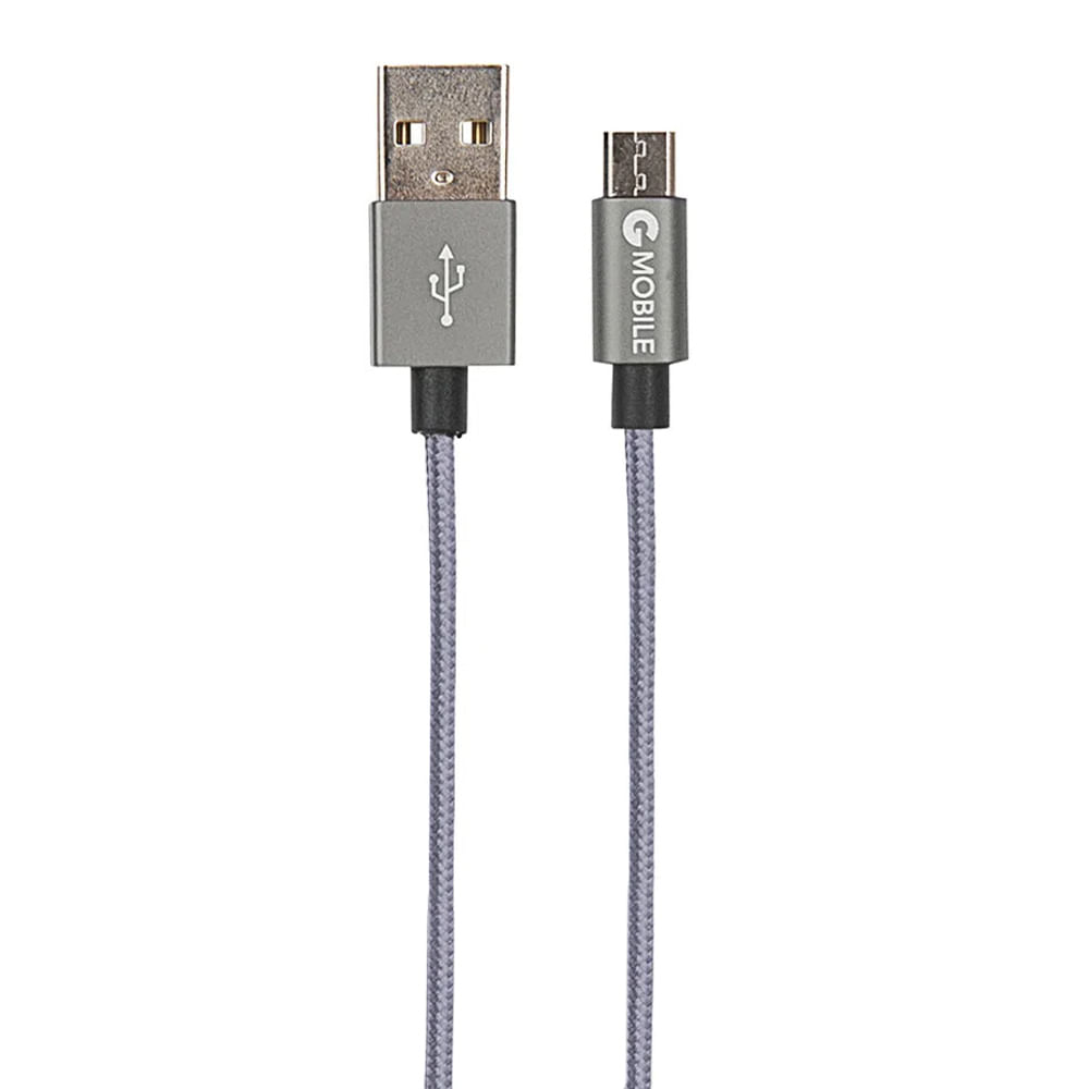 Cable micro USB a USB G Mobile 30 cm, forrado de nylon, gris - Coolbox