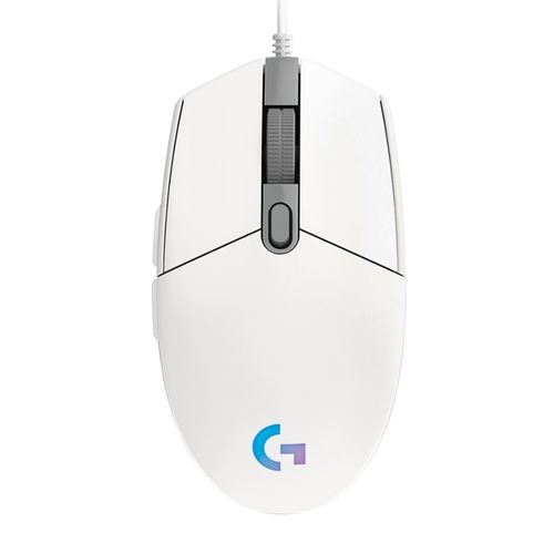 Mouse gamer alámbrico Logitech G G203 Lightsync, conexión usb, 8000 dpi, 6 botones, luces RGB, blanco