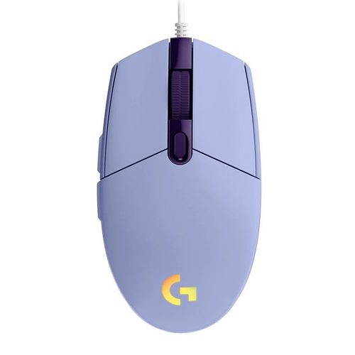 Mouse gamer alámbrico Logitech G G203 Lightsync, conexión usb, 8000 dpi, 6 botones, luces RGB, lila