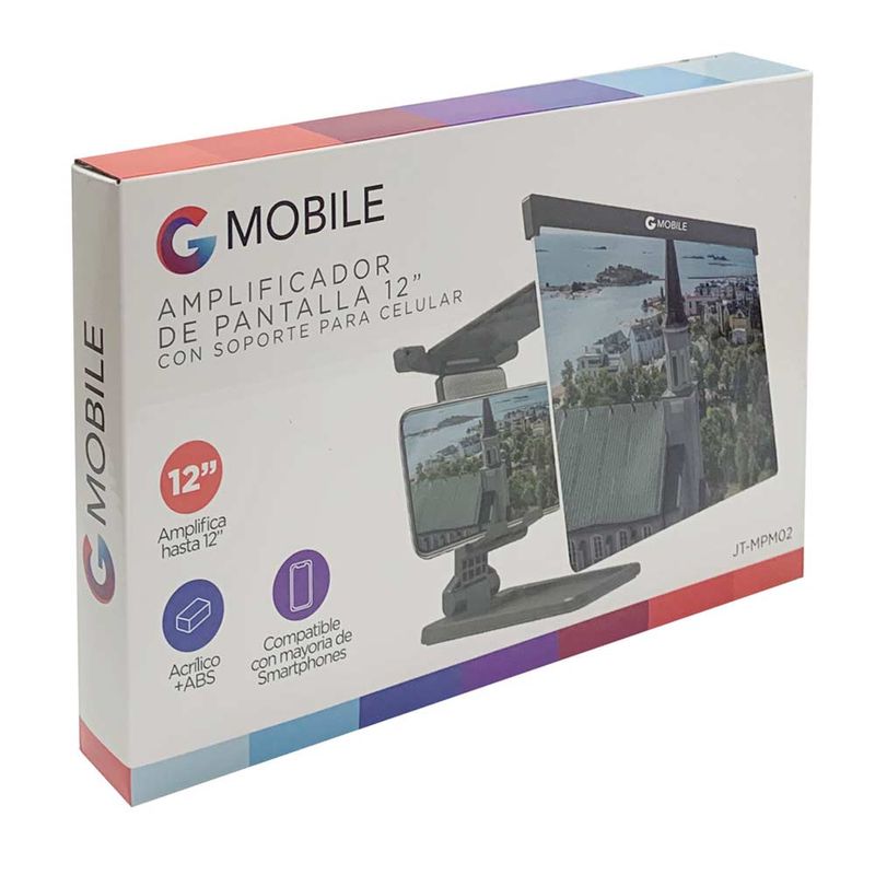 <img scr=“amplificador-pantalla-celular-g-mobile-12-hd-blu-ray-1000x1000.jpg” alt=“Amplificador de pantalla con soporte para celular G Mobile 12"-jt-mpm02">