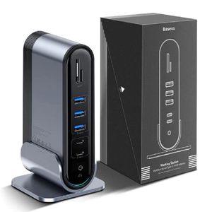 Hub Baseus Working Station estación de trabajo 16 en 1, conector usb tipo C, gris
