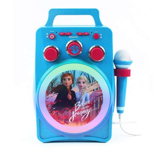 Karaoke Bluetooh diseño Frozen 2 luces led brillantes regulables, control de volumen y eco, portátil