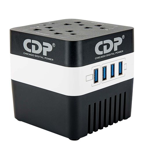 Estabilizador de corriente Chicago Digital Power 4 tomas y 4 puertos USB, 600VA/300W