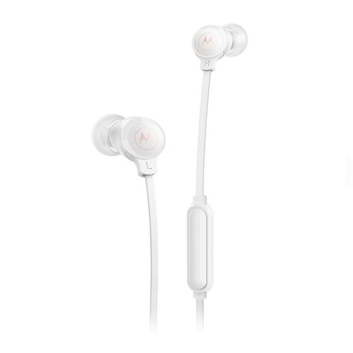 Audífonos in ear con micrófono Motorola Earbuds 3 conector 3.5 mm, dynamic bass, control de música y llamadas, blanco