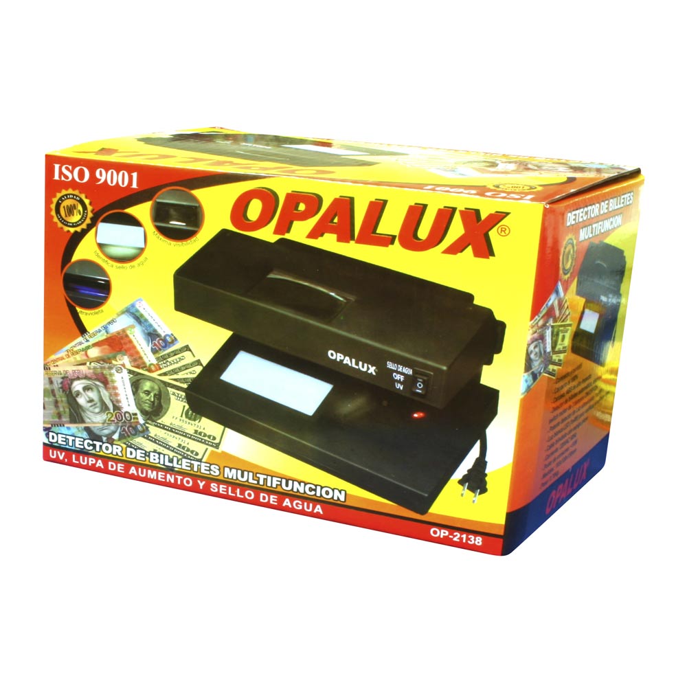 Detector de billetes falsos Opalux con luz UV 9w, sello de agua, lupa 220v  - Coolbox