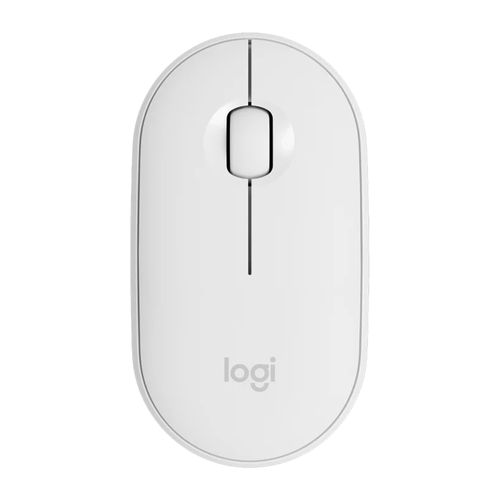 Mouse inalámbrico Logitech Pebble M350 bluetooth, 1000 dpi, 3 botones, usa pila, blanco