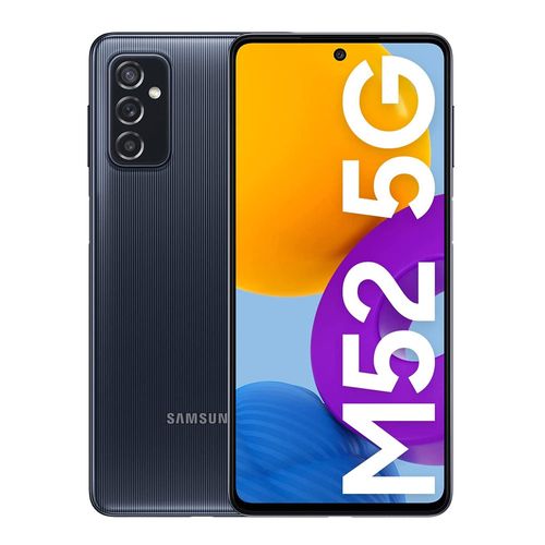 Celular Samsung Galaxy M52 5G, 128GB, 6GB ram, cámara principal 64MP + 12MP + 5MP, frontal 32MP, 6.7", Octa-core, negro
