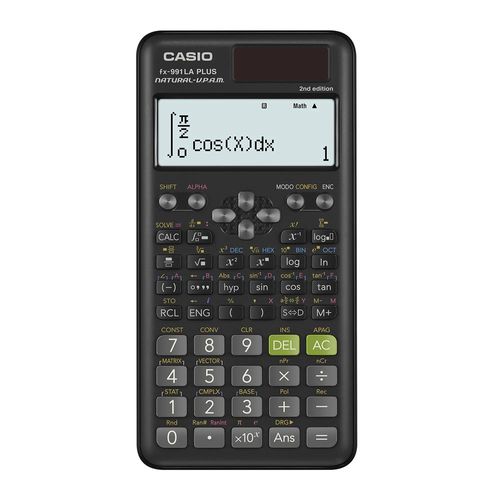 Calculadora científica Casio FX-991LAPLUS 2 generación, 12 dígitos, 417 funciones, funciona a pila y energía solar, negro