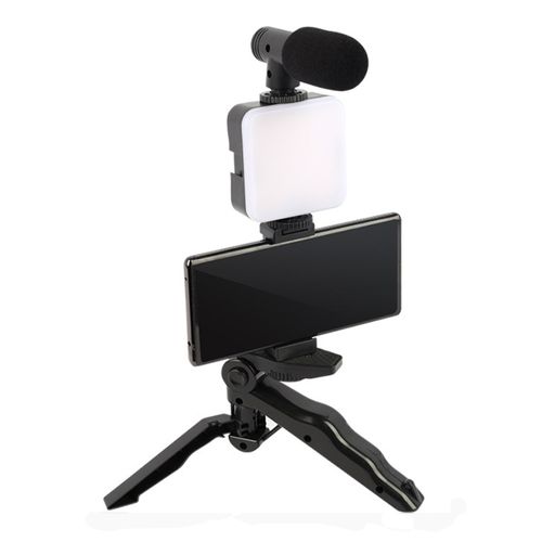 Soporte de celular para escritorio G Mobile, clip móvil con luz led y micrófono, negro