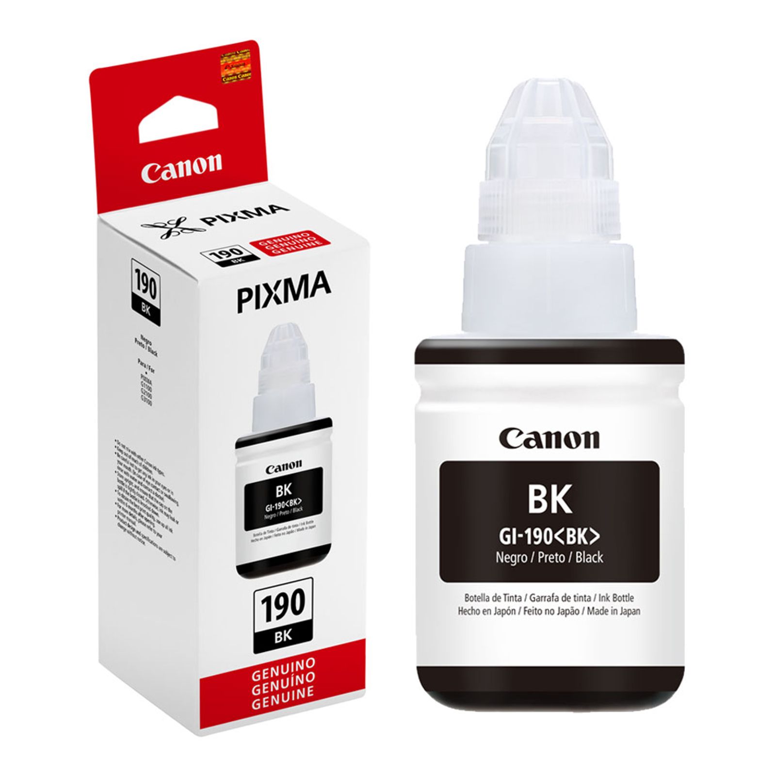 Botella de Tinta Canon GI-190BK Negro G2100/G3110/G4110 135ml