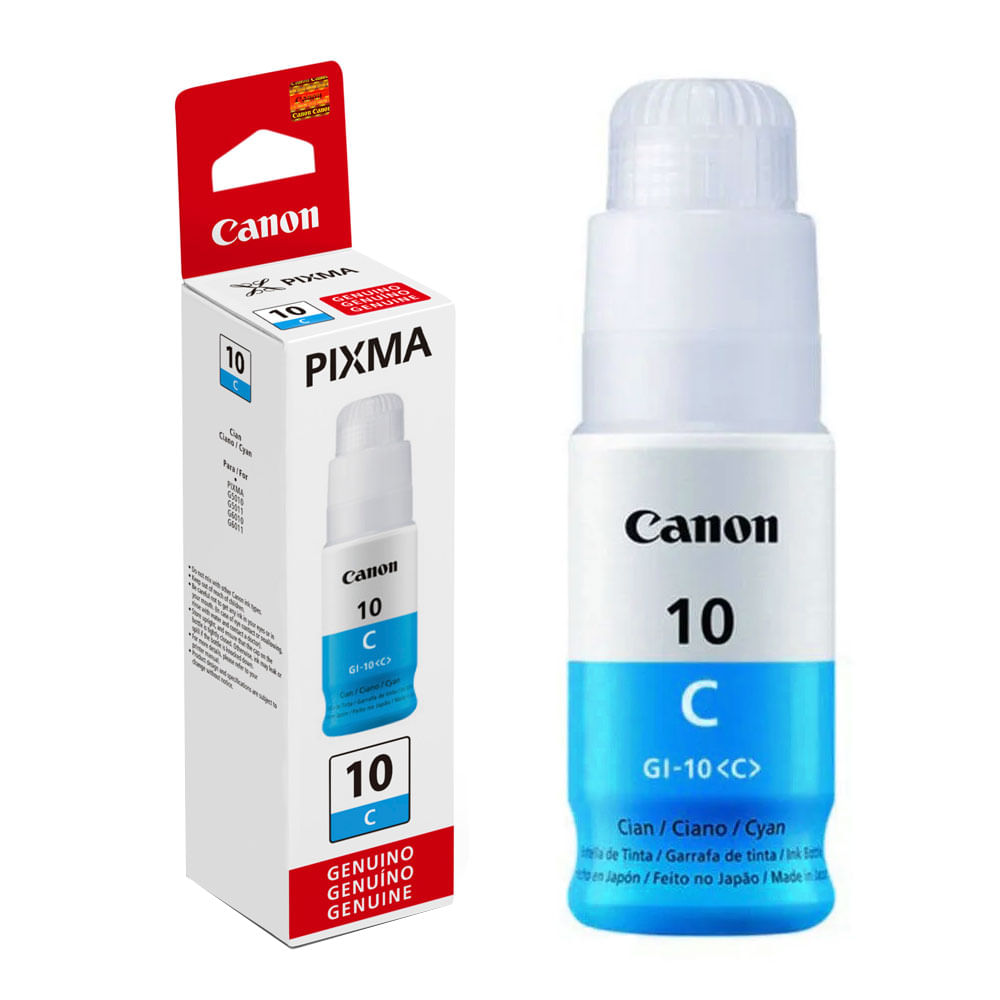 Botella de tinta Canon GI10C cyan rinde 7700 páginas 70 ml