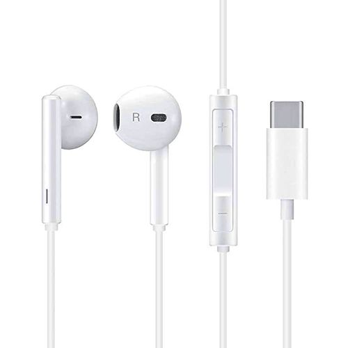 Audífonos in ear con micrófono Huawei CM33 diseño ergonómico, conector tipo C, control de música y llamadas, blanco