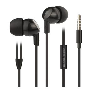 Audífonos in ear con micrófono Black Sheep Smoke Mic almohadillas de silicona, conector 3.5mm, control de música y llamadas, negro