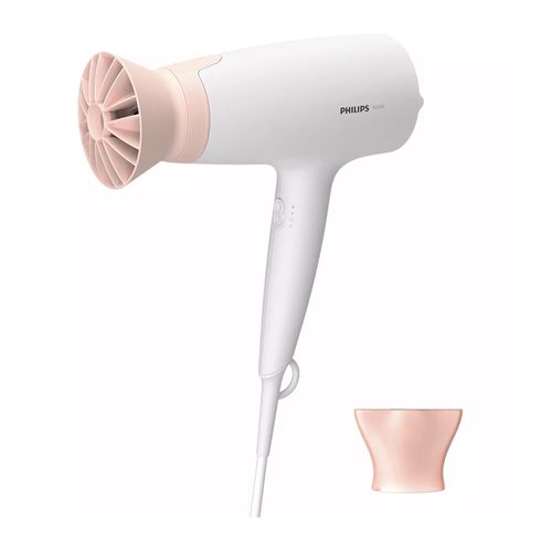 Secadora de cabello Philips BHD300 1600W, 3 niveles de velocidad y temperatura, blanco y rosado