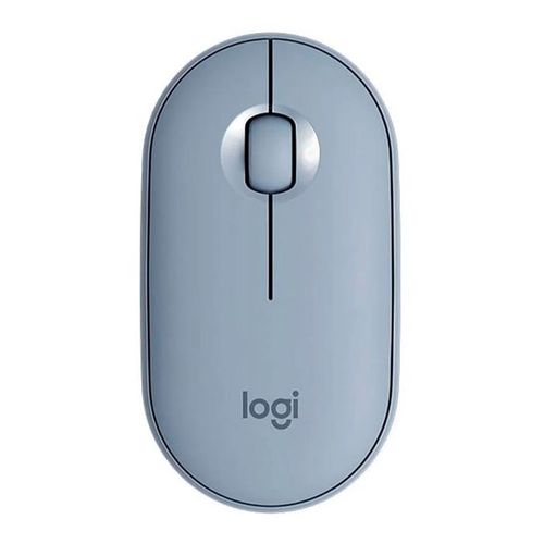 Mouse inalámbrico Logitech Pebble M350 bluetooth, 1000 dpi, 3 botones, usa pila, azul