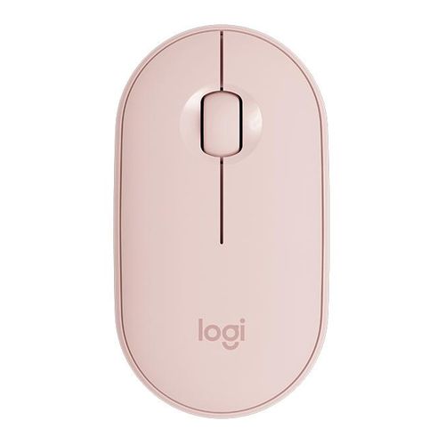 Mouse inalámbrico Logitech Pebble M350 bluetooth, 1000 dpi, 3 botones, usa pila, rosado